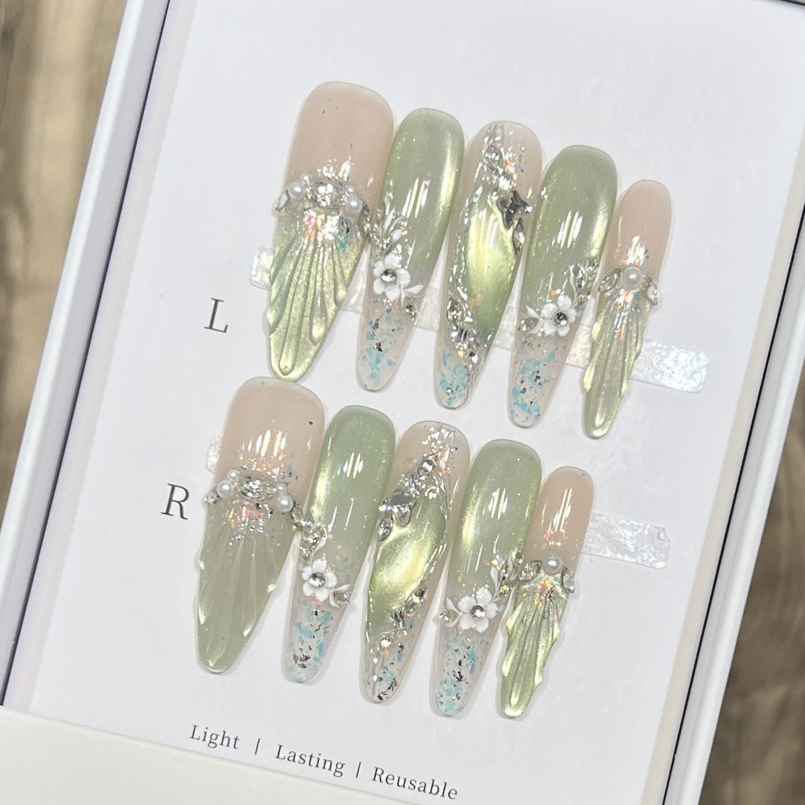 Nail Art Xs - 10 шт., длинные миндалевидные накладные ногти