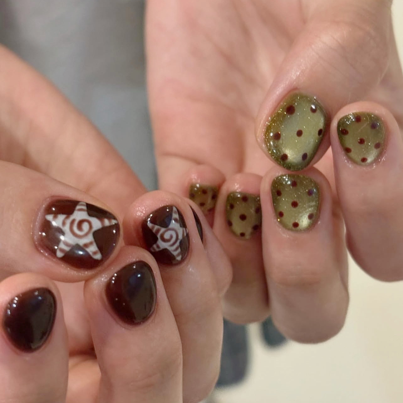 Nail Art Full Cat Eye - 10 шт., короткие накладные ногти ручной