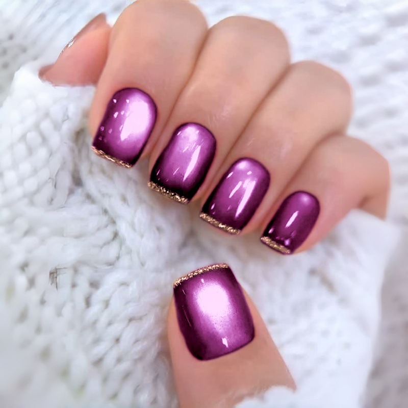 Nail Art Full Cat Eye - Короткие квадратные накладные ногти для женщин