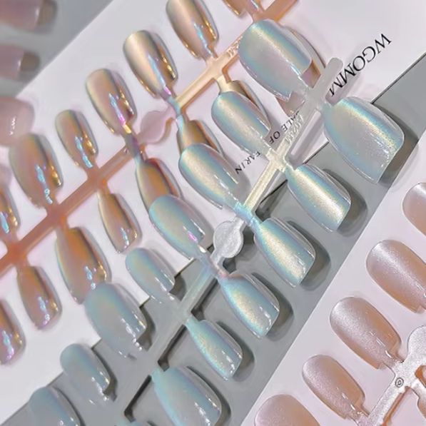 Nail Art Full Cat Eye - 30 шт., короткие накладные ногти, Аврора,