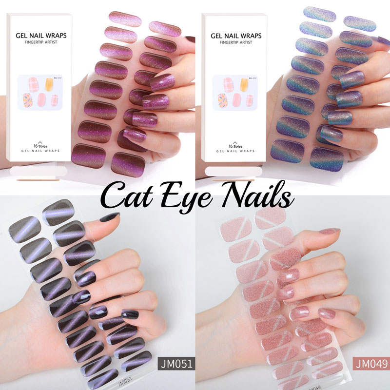 Nail Art Full Cat Eye - Полупрочненный гель наклейка для ногтей полный