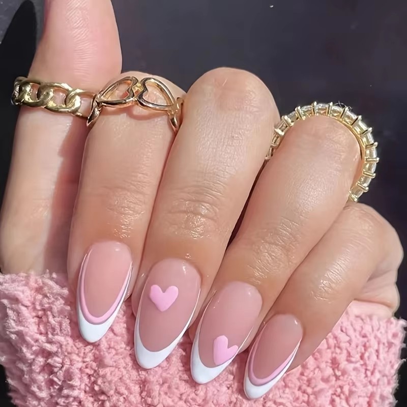 Розовые миндалевидные ногти в  – обзор и цена Nail Art France