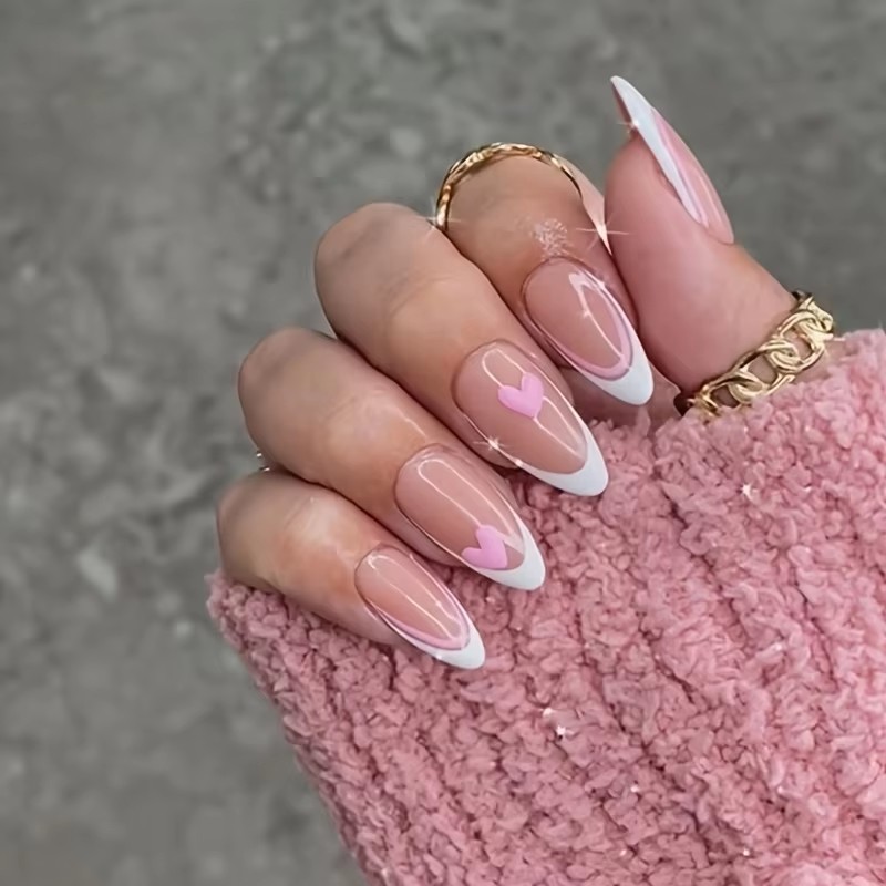 Розовые миндалевидные ногти в  – обзор и цена Nail Art France