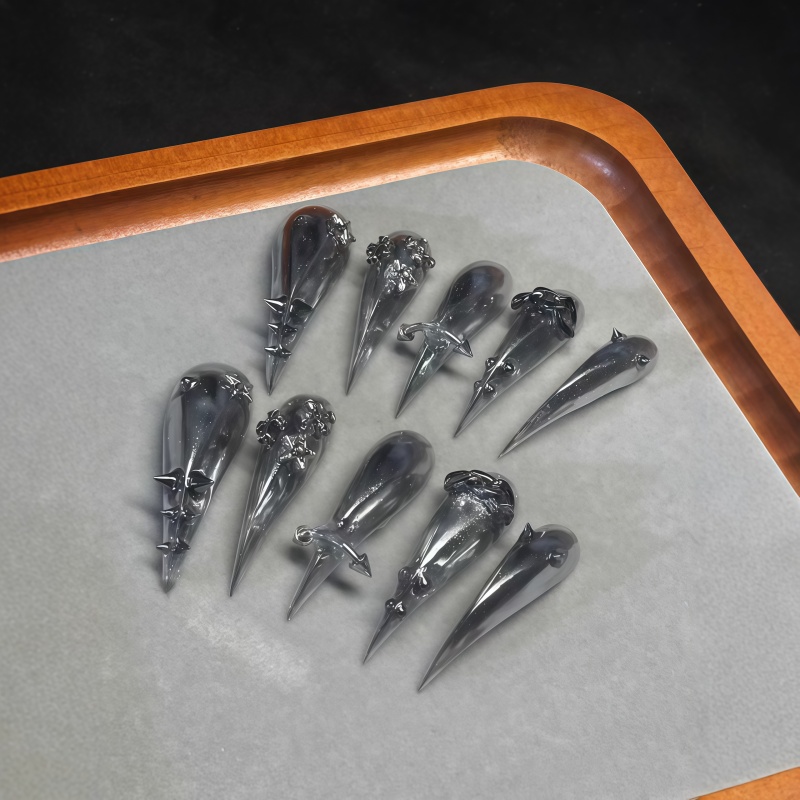 Новые 10 шт. готических серых  – обзор и цена Nail Art Y2K
