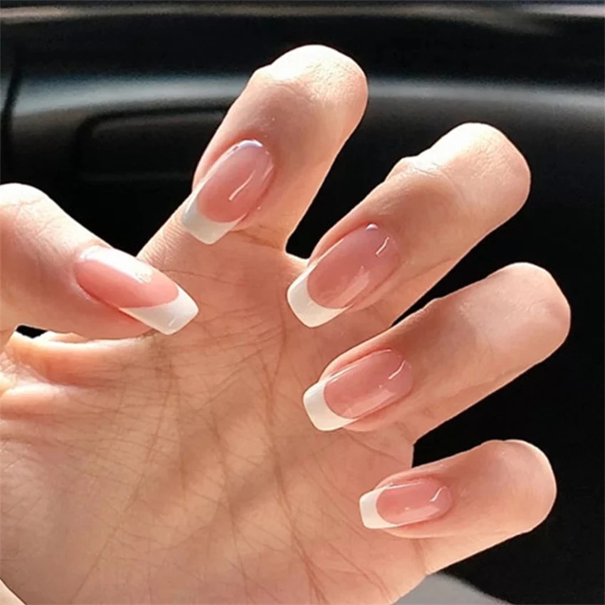 24 шт./компл. короткие француз – обзор и цена Nail Art Pink