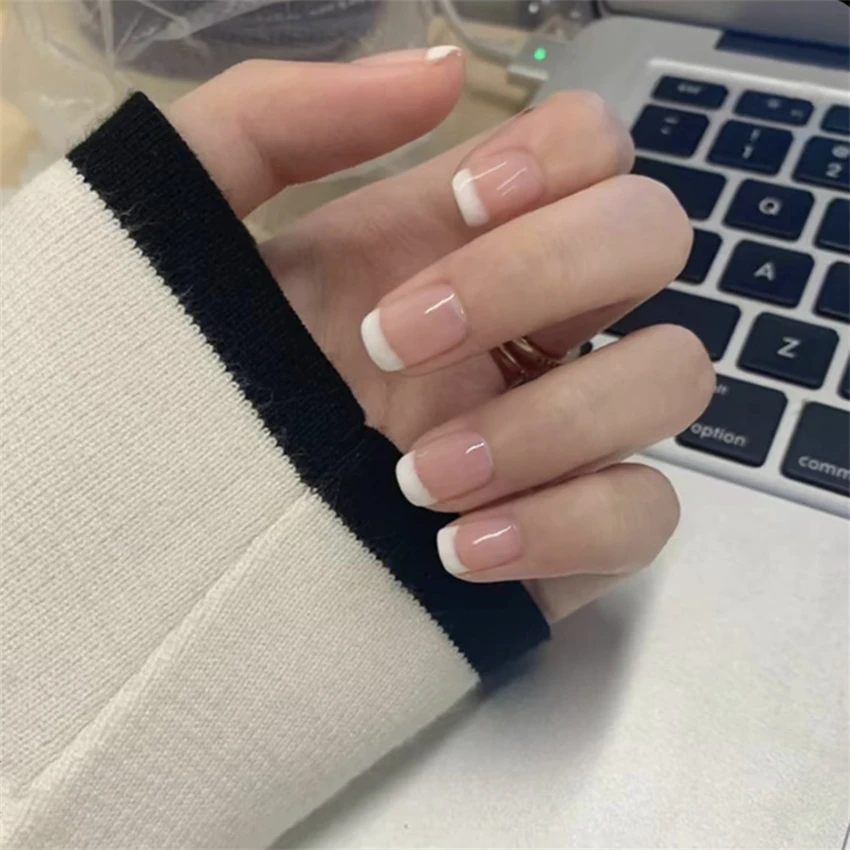 24 шт./компл. короткие француз – обзор и цена Nail Art Pink