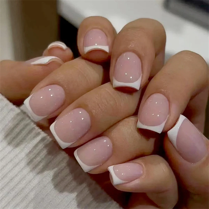 24 шт./компл. короткие француз – обзор и цена Nail Art Pink