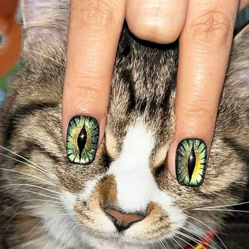 Короткие накладные ногти для ж – обзор и цена Nail Art Full Cat Eye